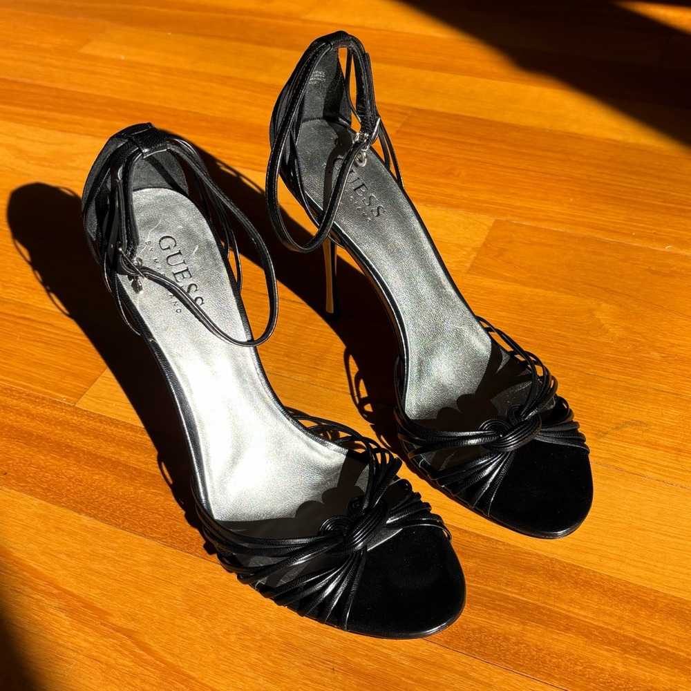 In Box Vintage 2000s Guess by Marciano Genuine Leather Black Strappy Heels